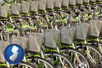 bicycles for rent - with New Jersey icon