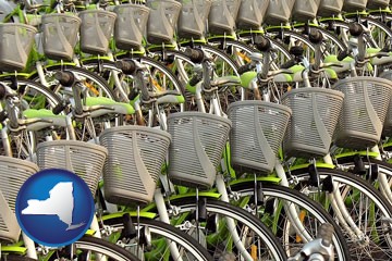 bicycles for rent - with New York icon