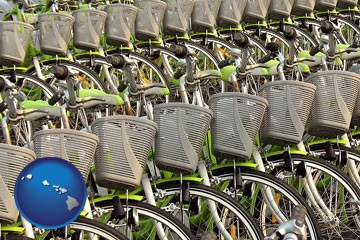 bicycles for rent - with Hawaii icon