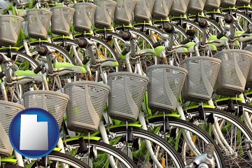 bicycles for rent - with Utah icon